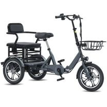 Broobey Foldable Electric Tricycle for Adults Peak 1500W Motor 48V15Ah Battery 7-Speed 20" Fat Tire w/ Front & Rear Baskets Gray Certified to UL 2849 by SGS