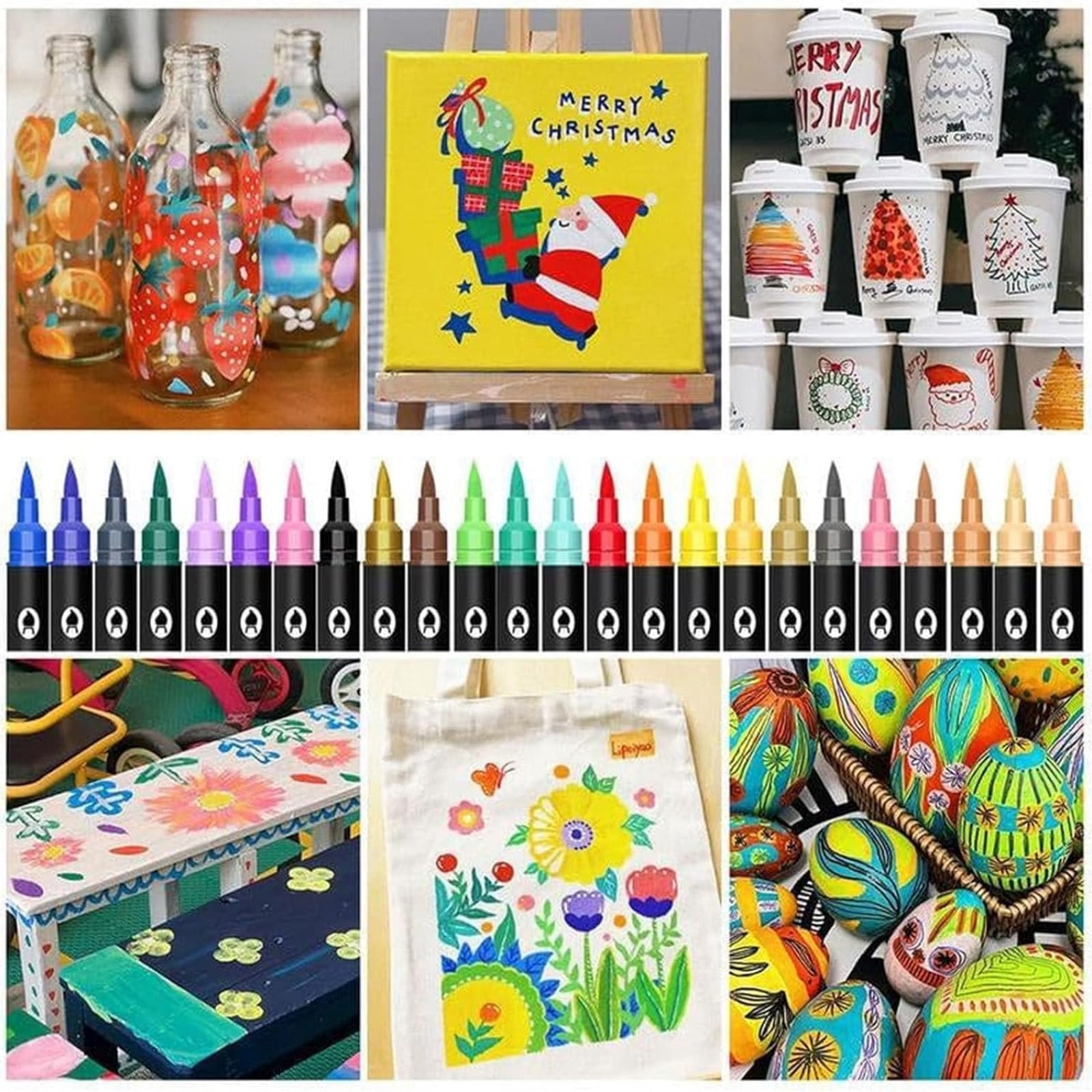 Double Ended Acrylic Paint Markers 3Ml, 36/72 Colors Set, Dual Tip (Fine & Chisel) Pigment Pens For Canvas Wood Ceramic Diy Crafts, Water-Based Odorless Safe Art Markers For Kids