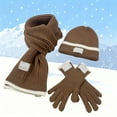 thumbnail image 2 of BRICH Winter Beanie Hat Scarf Gloves Set Long Scarf Neck Warm Knit Hat Warmer Winter Gloves Sets for Men Women Coffee One Size, 2 of 5
