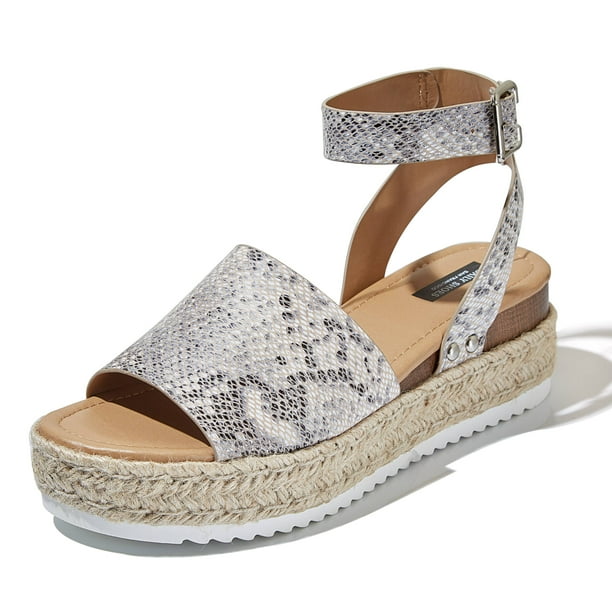 strappy buckle platform sandals