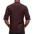 thumbnail image 5 of IAJDKMEK Men's Long Sleeve Henley Shirts - Retro Lace-Up Pullover Tee for Men with V-Neck and Breathable Linen Blend for Renaissance Costume Wear,Coffee L, 5 of 8