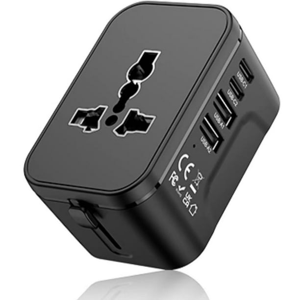 Adaptador de viaje AKWOR Worldwide con 2 USB C 2 USB A Más de 200 países