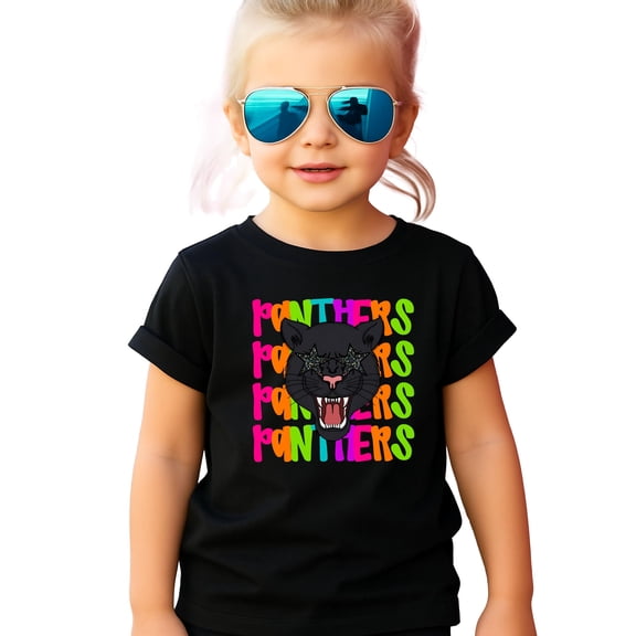Panthers Sports Fan Shirt for Women and Teens Colorful Girly School Mascot T-Shirt Black Shirt Youth Small