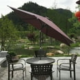 thumbnail image 2 of 9 FT Patio Umbrella, Waterproof Umbrella with Crank & Push Button Tilt, Heavy Duty Umbrella for Garden Backyard Pool Swimming Pool Market, Chocolate, 2 of 7