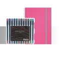 thumbnail image 1 of Combo Escolar Oxford Pentonic: Cuaderno B5 Rosa 70 Hojas Cuadro Chico con Liga + 12 Plumas Gel Colores Surtidos, 1 of 5