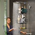 thumbnail image 5 of Over Head Shower Organizer, 3 Shelves Hanging Shower Caddy with Hooks, Bathroom Storage Rack for Razor Shampoo and Sponge, Rustproof, No Drilling, Black, 5 of 10