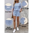thumbnail image 5 of DOKOTOO Womens 2 Piece Outfits Casual Plaid Short Sets Lounge Beach Travel Short Sleeve Round Neck Tops Match High Waisted Shorts Summer Outfits, 5 of 8