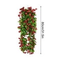 thumbnail image 3 of 7 Forks 7-Prong Artificial Vine Wall Hanging 80Cm | Realistic Gradient Roses Silk Flowers | Weatherproof Pe Rattan Decor | Wedding Backdrop Balcony Fence Garland, 3 of 6