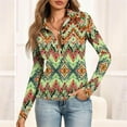 thumbnail image 5 of SAATLERI Long Sleeve Shirts for Women Slim Fit Button Down V-Neck Polo Shirt Dressy Casual Camo Printed Workout Tunic Tops, 5 of 6