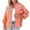 Orange, variant on Turilly Womens Jackets Ladies Women's Casual Washed Worn Hole Loose Denim Jacket Oversized Denim Jacket Boyfriend Long Sleeve Jacket