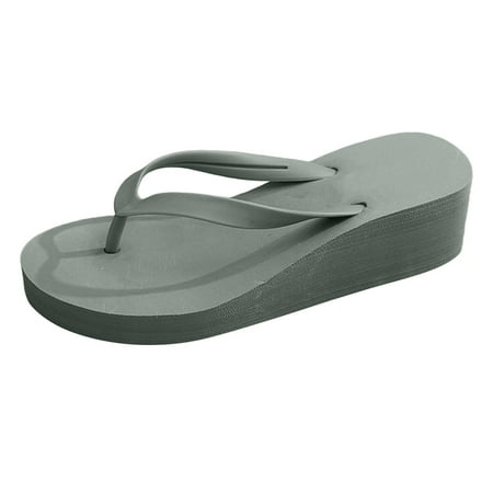 OJSFQUFP Fashion Flip Flops for Women Ladies Platform Wedges Bohemian Beach Shoes Slippers Sandals Comfort Sandals Green 37