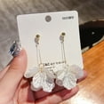 thumbnail image 5 of S925 Silver Needle net red simple long shell flower earrings female fresh everything match temperament shell flower tassel earrings female, 5 of 8