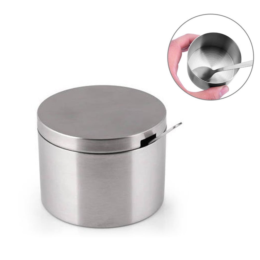 304 Stainless Steel Seasoning Jar Cylindrical Salt Sugar Cans with