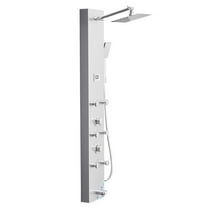 KFFKFF Shower Panel Tower System, 49 in Brushed Stainless Steel, Incorporates Rainfall Shower Head, LED, 4-Function Faucet, Wall-Installed Rain Massage System with 6 Body Jets, Handheld
