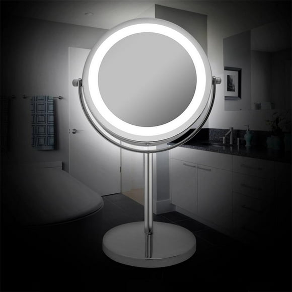Double Sided Lighted Mirror  Magnifying Vanity Mirror 7 Inch LED Makeup Mirror With Light 360 Degree Rotating Double Sided Lighted Mirror Portable Magnifying Vanity Mirror