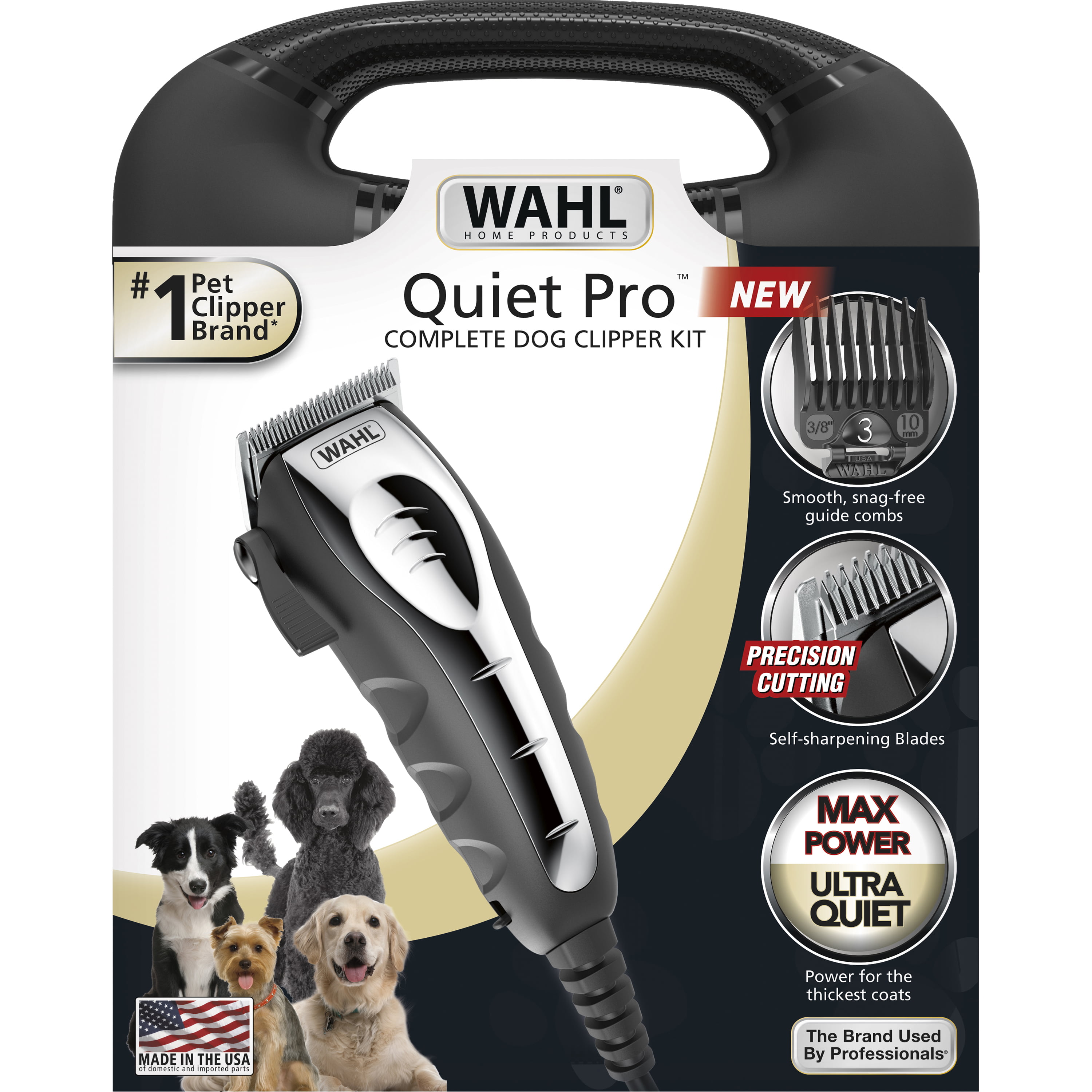 Wahl Easy Pro Pet Rechargeable Dog Grooming Kit Model 9549 Quiet Low Noise Heavy-Duty Electric Dog Clipper for Dogs & Cats with Thick & Heavy Coats 