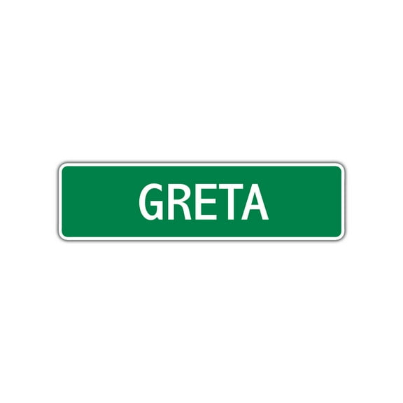 Greta Girls Children Name Letter Printed Plaque Decoration Label Indoor Outdoor Unique Wall Novelty Aluminum Metal Sign 4"x13.5"