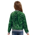 thumbnail image 4 of Manyakai Girls Sequin Bomber Jacket Sparkle Zipper Baseball Jackets for Hip Hop Green 14, 4 of 7