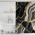 thumbnail image 4 of Black Marble Waterproof Fabric Shower Curtain,Grey Gold Texture Vintage Farmhouse Art Waterproof Fabric Shower Curtain for Bathroom Curtains Bathtubs Hotel Shower Curtains with 12 Hooks Long 72x78in, 4 of 8