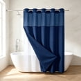 thumbnail image 4 of Waffle Weave Double Layer Shower Curtain, Waterproof Polyester Fabric Bathroom Curtain with Detachable Liner & Metal Grommets, No Hook Installation, Quick-Dry, Machine Washable, 72 x 36 Inches, 4 of 6
