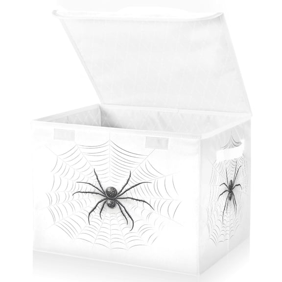 Ryvnso Spider on Web Large Lidded Foldable Storage Baskets Cubes Boxes Lids Bin for Home