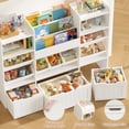 thumbnail image 4 of Hiphuta 56”W Kids Toy Storage Organizer with Bookshelf, 3 Removable Drawers & 7 Toy Boxes, Large Wood Toy Organizer for Playroom, Bedroom & Living Room, White, 4 of 7