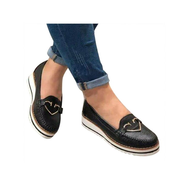 Luxur - 4-Solid Colors Women's Casual Flats Platform Pumps Shoes Slip On  Loafers Shoes - Walmart.com - Walmart.com