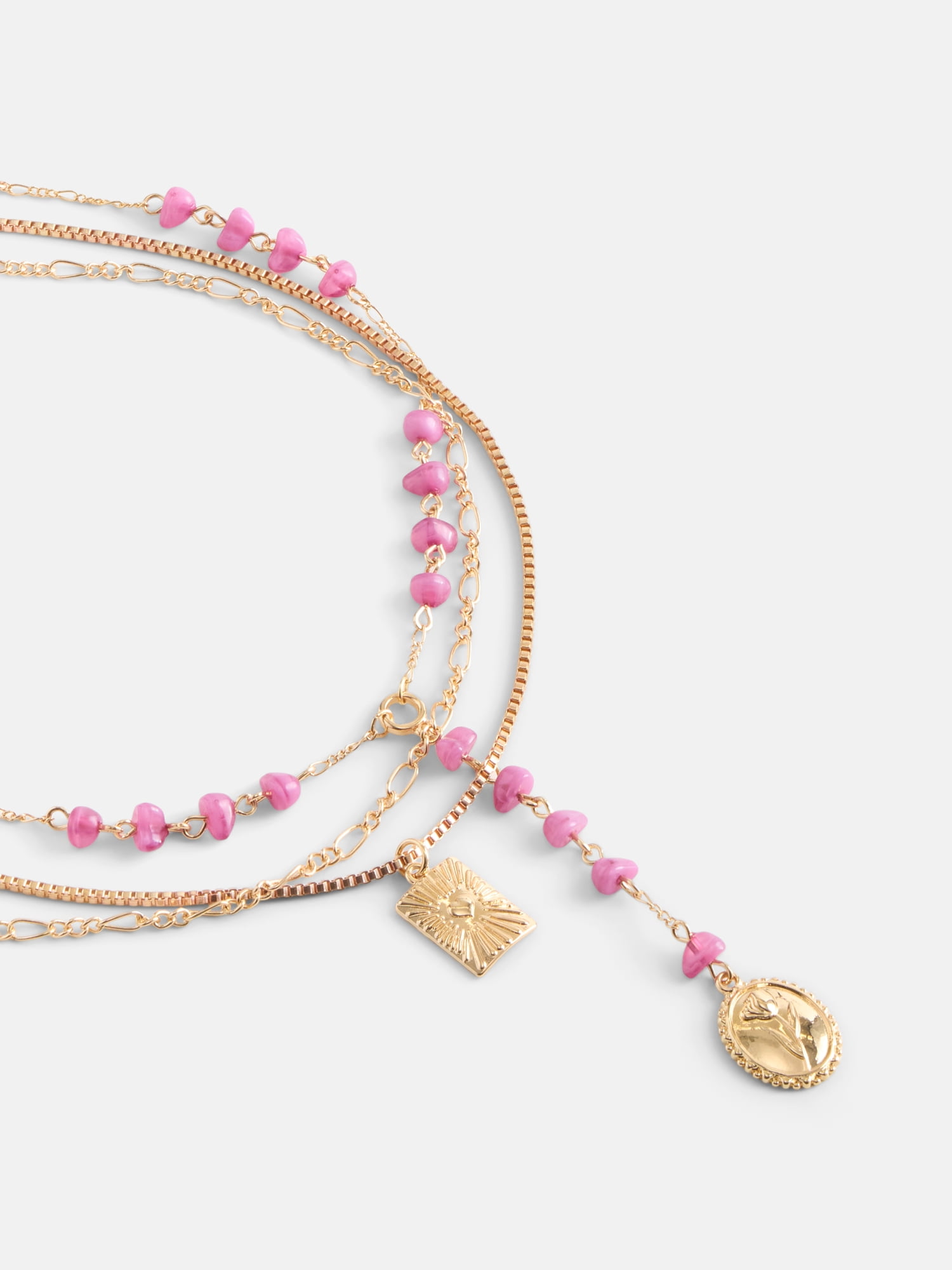 No Boundaries Women's Gold Tone Layered Y Necklaces, 3 Piece