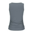 thumbnail image 5 of Lenpel Tank Tops for Women Summer Casual Plus Size Crew Neck Side Ruched Ribbed Knit Slim Sleeveless T Shirts Camisole Basic Tees, 5 of 6