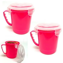 2 Pc Microwaveable Plastic Food Container Bowl Lunch Soup Handle With Lid 1777ml