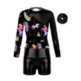 thumbnail image 3 of iiniim Girls Sparkly Gymnastics Leotards 3Pcs Athletic Bodysuit with Tumbling Shorts and Scrunchie Black 6, 3 of 7