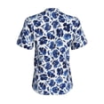 thumbnail image 3 of Uemuo Blue Ink Flowers Printed Women's Classic V-Neck T-Shirt - Soft, Breathable, Moisture-Wicking, Perfect for Casual, Office, Travel, and Everyday Wear-Small, 3 of 5