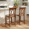 thumbnail image 3 of Dayalane Farmhouse Bar Stools Set of 2, 24" X Back Wood Upholstered Counter Height Barstools for Kitchen Island, Cafe&Bistro, Pub, Dining Room,, 3 of 7