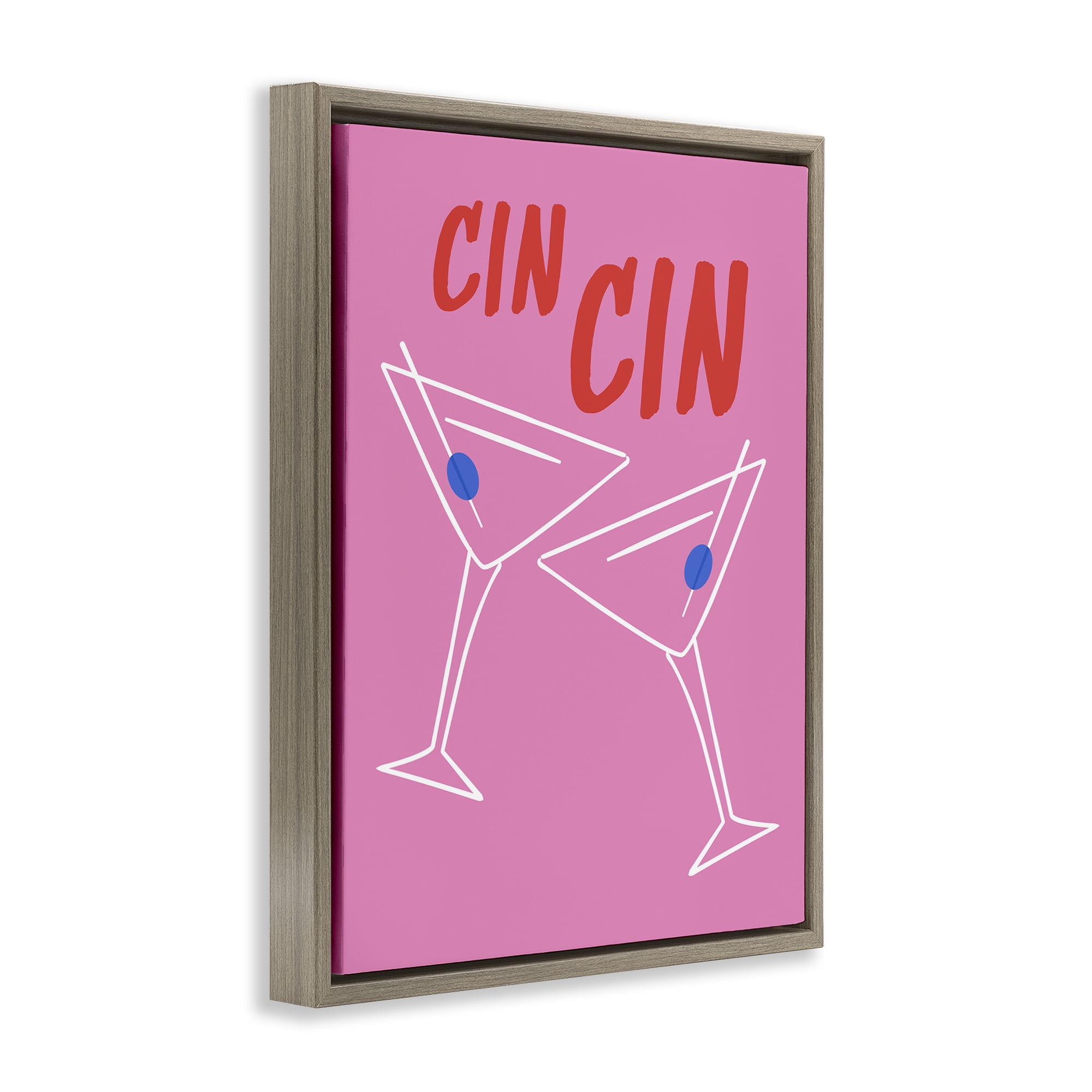 Stupell Industries Cin Cin Martinis Food & Beverage Painting Brown Floater Framed Canvas Art Print Wall Art, 25 x 31