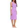 thumbnail image 4 of Vestido de tubo sin mangas para mujer Inspire Chic, con escote en V, cinturón, vestido lápiz para el trabajo, color púrpura claro, talla L, 4 of 5
