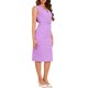 thumbnail image 4 of Vestido de tubo sin mangas de V cuello para mujer Inspire Chic, vestido de lápiz con cinturón para el trabajo, color púrpura claro, talla XL, 4 of 5