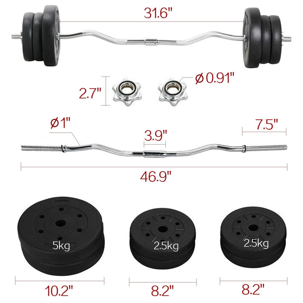 Alden Design 55 lb Barbell Dumbbell Weightlifting Set Lifting Exercise Curl Bar for Home/Gym