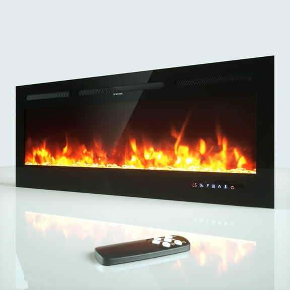 Topbuy 50" Recessed Electric Fireplace Wall Mounted Heater w/Remote Control 750W/1500W mode Adjustable Flame