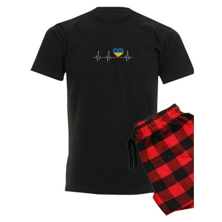 

CafePress - Ukraine Love Heartbeat And Ukrainian Flag Pajamas - Men s Dark Pajamas