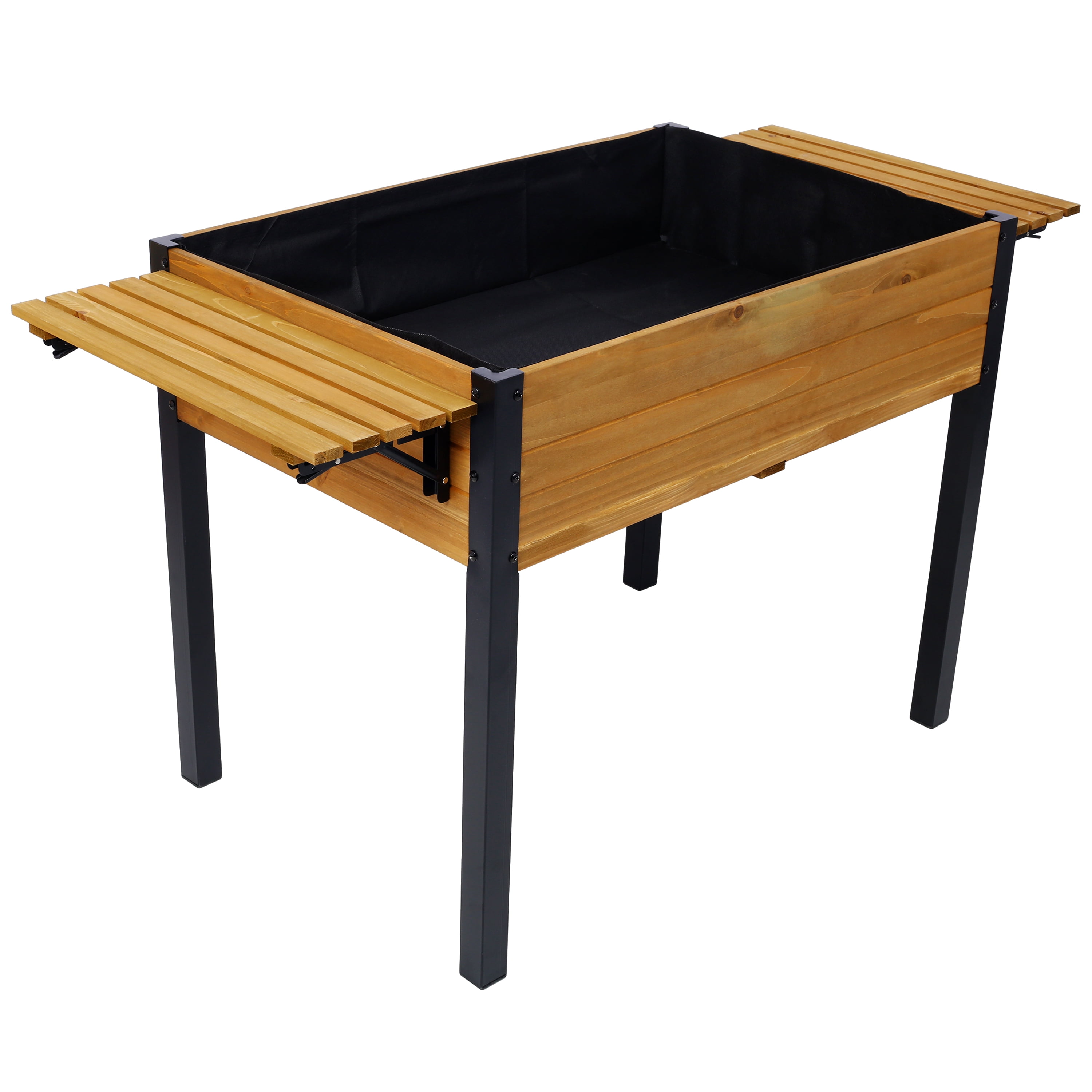 Raised Garden Bed, Metal Leg Wood Planter Boxes with Folding Storage Shelf,Elevated Planter Box for Growing Fresh Herbs, Vegetables, Flowers Great for Outdoor Patio, Deck, Balcony