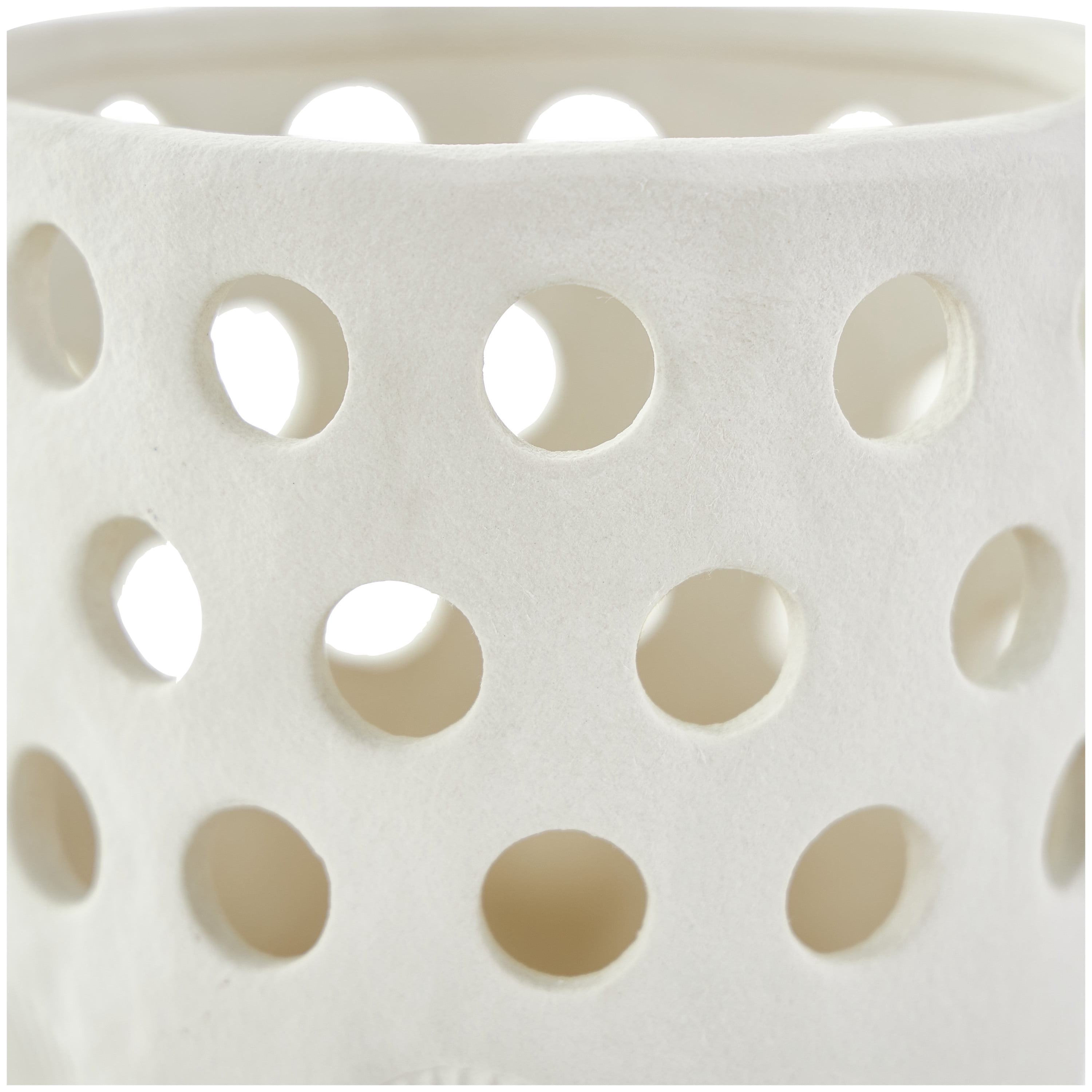 DecMode 13" Shell White Ceramic Vase with Circular Cutouts
