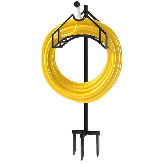 Utopia Home Garden Hose Holder Freestanding, Sturdy Outdoor Water Hose Holder Stand, Detachable, Rustproof Pipe Organizer for Courtyards, Flower Beds, and Lawns, Black