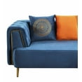 thumbnail image 2 of American Eagle AE-D832-RB-4S  Chic Royal Blue Sofe Velvet Fabric Extra Long Sofa, 2 of 3