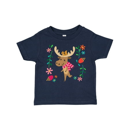 

Inktastic Woodland Moose Spring Flowers Gift Toddler Toddler Girl T-Shirt