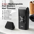 thumbnail image 2 of Electric Foil Shavers for Men: 2-in-1 Beard Trimmer for Men, Facial Razor USB-C Rechargeable, Foil Lithium Titanium Foil Shaver Mens Shaving Kit, IPX7 Waterproof, Cordless, USB Charge Dock,Black, 2 of 8