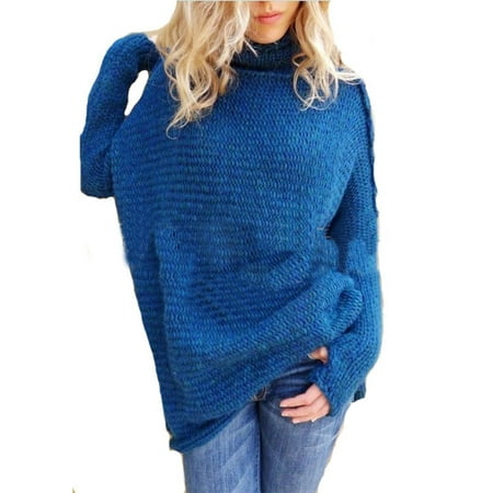 Women Oversized Chunky Knit Turtleneck Sweater Knitted Baggy Jumper Winter Pullover High Neck Tops Long Sleeve Knitwear