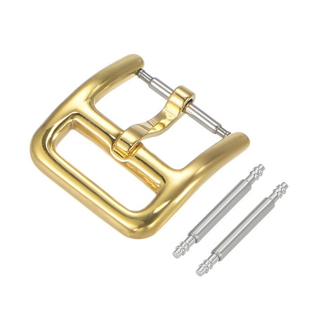 

Uxcell Stainless Steel Polished Gold Tone Buckle for 12mm Width Watch Band with 2Pack of Spring Bar
