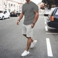 thumbnail image 6 of RUTAYY Men's Outfits Short Sleeve Solid Color T-Shirts and Shorts with Drawstring Pocket 2 Piece Chic Holiday Clothing Sets, 6 of 6