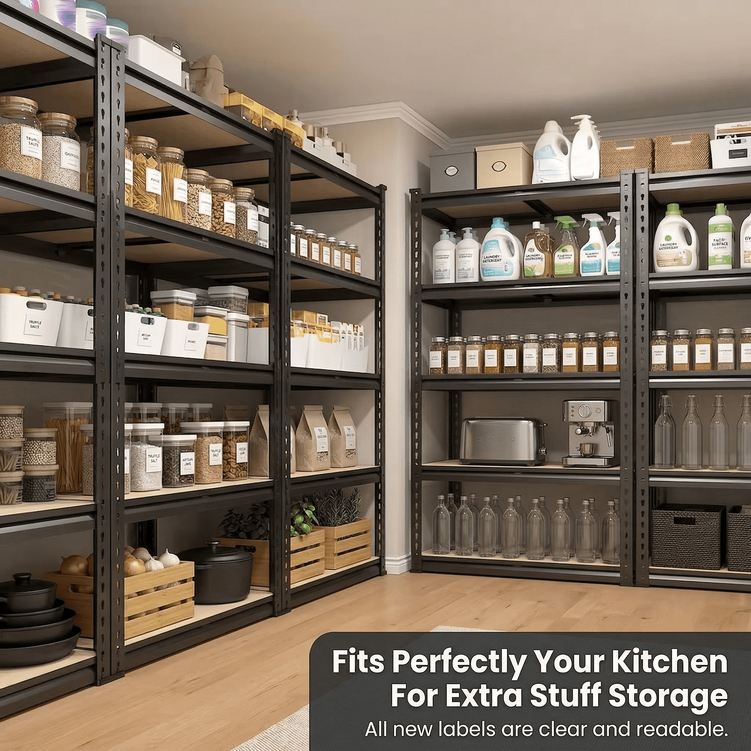 Heavy Duty Garage Shelving Unit, 2000 lbs Metal Storage Shelves, 5-Tier Adjustable Steel Shelving Rack, Freestanding Garage Storage Rack, Easy Assembly, 60" H for Basement Pantry Warehouse