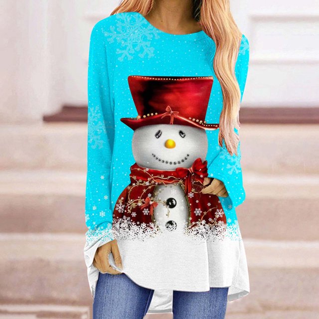 DPTALR Femmes Décontracté Manches Longues Col Rond Chandail Blouse Ample Style Ethnique Rétro Chemises Imprimées